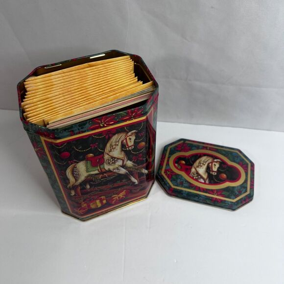 Raphael Tuck & Sons VTG Christmas Cards in Metal Tin w/ Envelopes Holiday - Picture 2 of 12